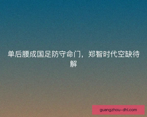 单后腰成国足防守命门，郑智时代空缺待解